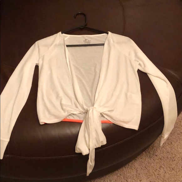 Nike Sweaters - White Nike dry fit front tie cardigan